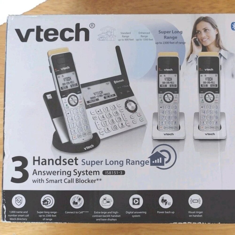 Vtech IS8251-3 3 Handset Answering System With Connect to Cell NEW
